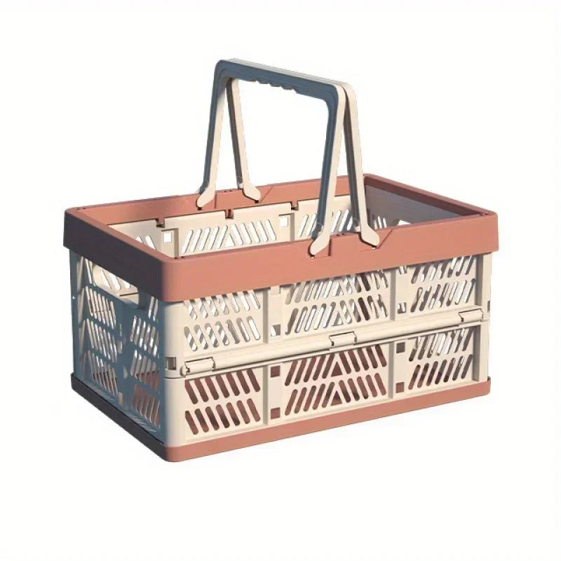 Foldable Pastel Storage Basket  Large Foldable Storage Box with Handle for Kitchen, Living Room, and Desktop Organization