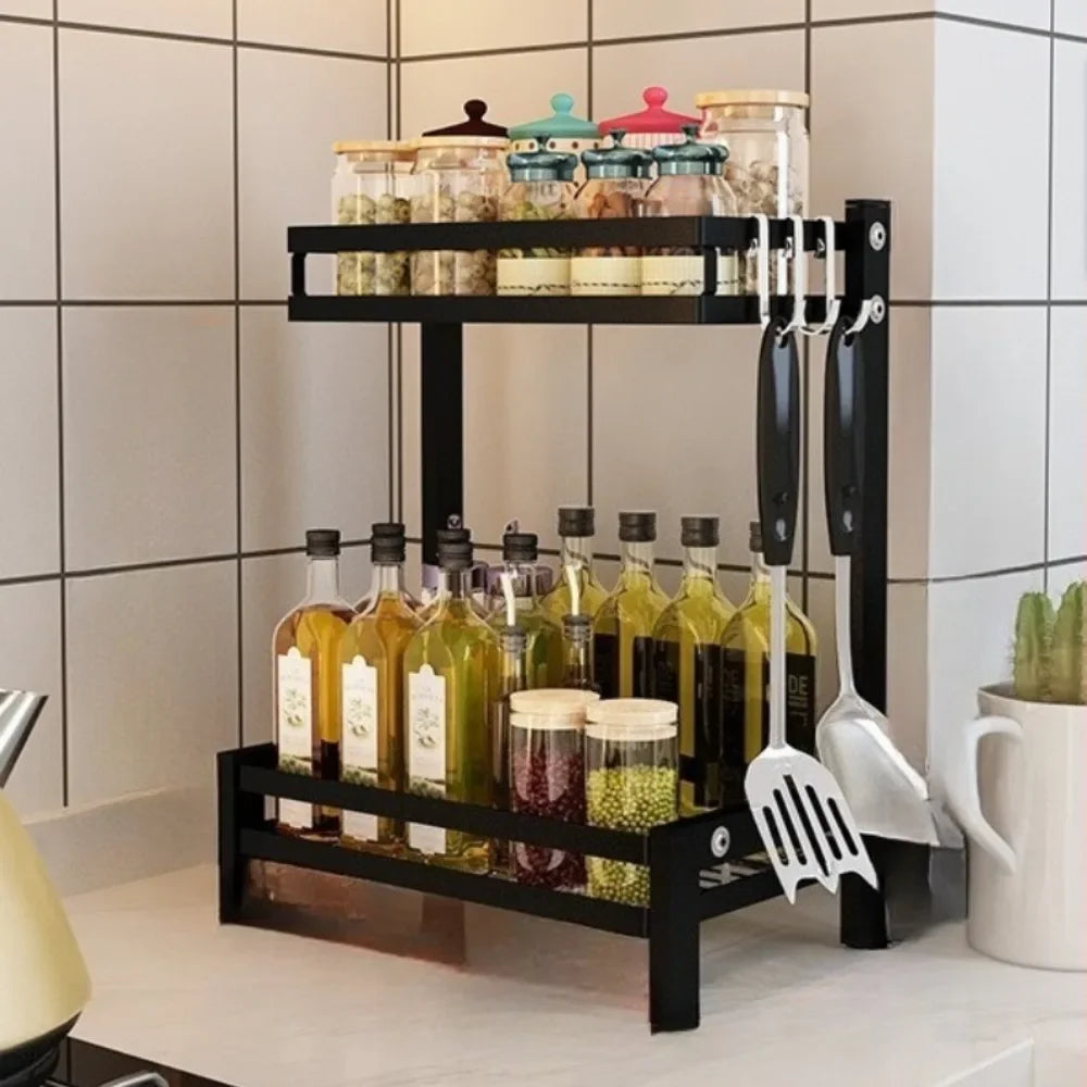 Kitchen Spice Rack Kitchen Storage Rack Household Accessories Multifunctional Dish Cutlery Knife Spoon Sink Rack Set Organizer