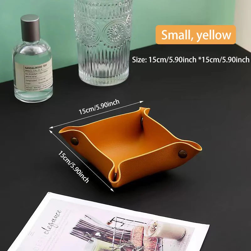 Living Room Entrance Key Storage Box Leather Desktop Cosmetics Storage Box Sundry European Tray Storage Box