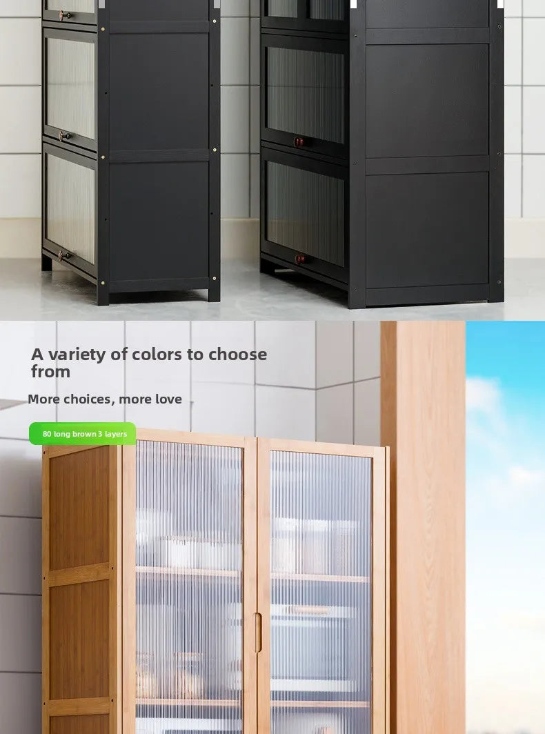 Kitchen shelf, floor standing multifunctional bowl cabinet, microwave oven cabinet, dining side storage cabinet