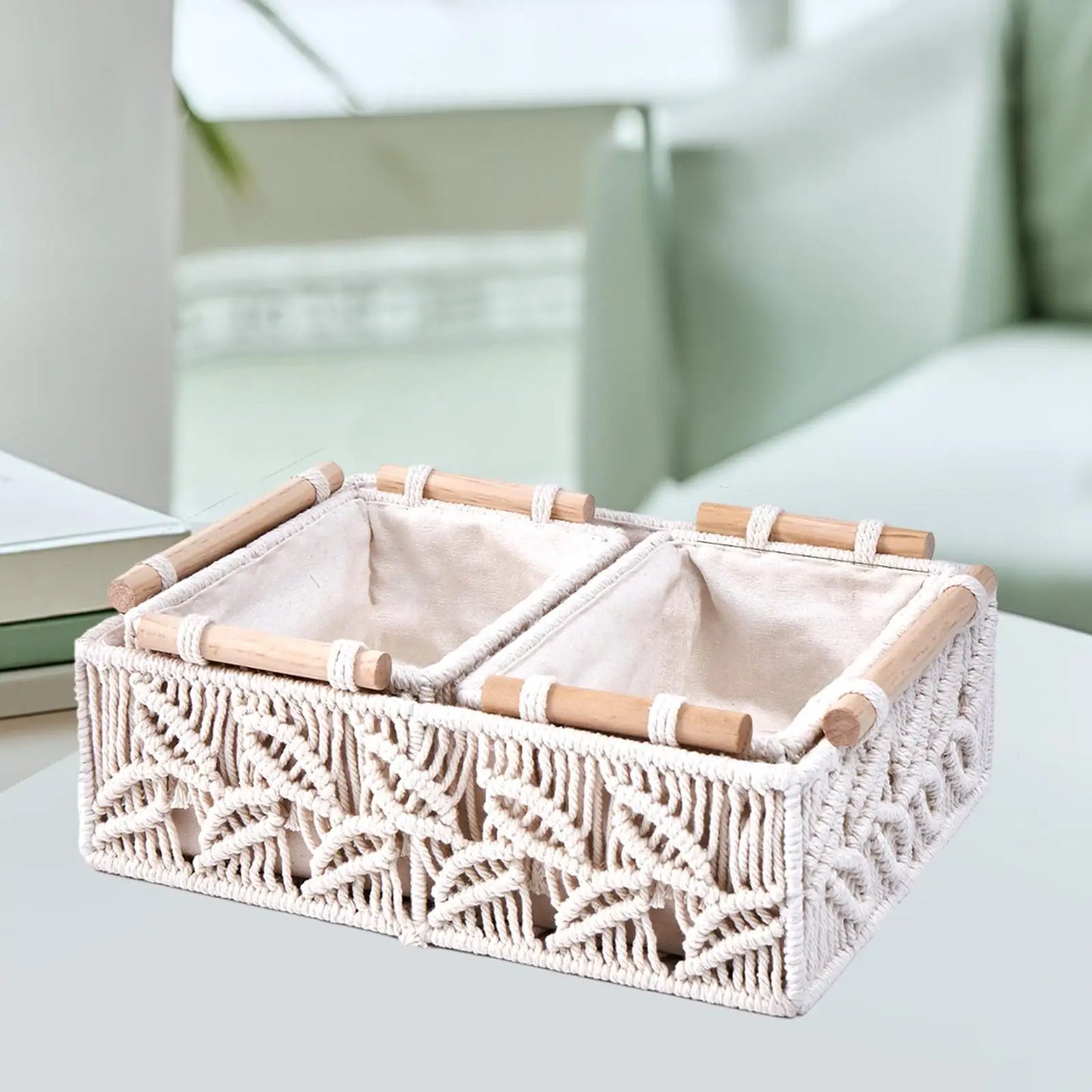 3Pcs Macrame Woven Storage Baskets for Bedroom Living Room Shelves Decorative Organizing Baskets Set of 3