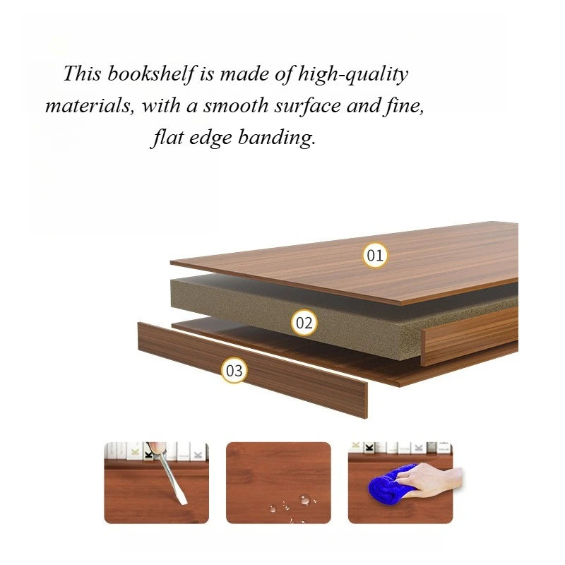 Living Room Bookshelf Multi-Level Floor Standing Storage Rack Office Display Cabinet Bookcase With Drawers Study Books Storage