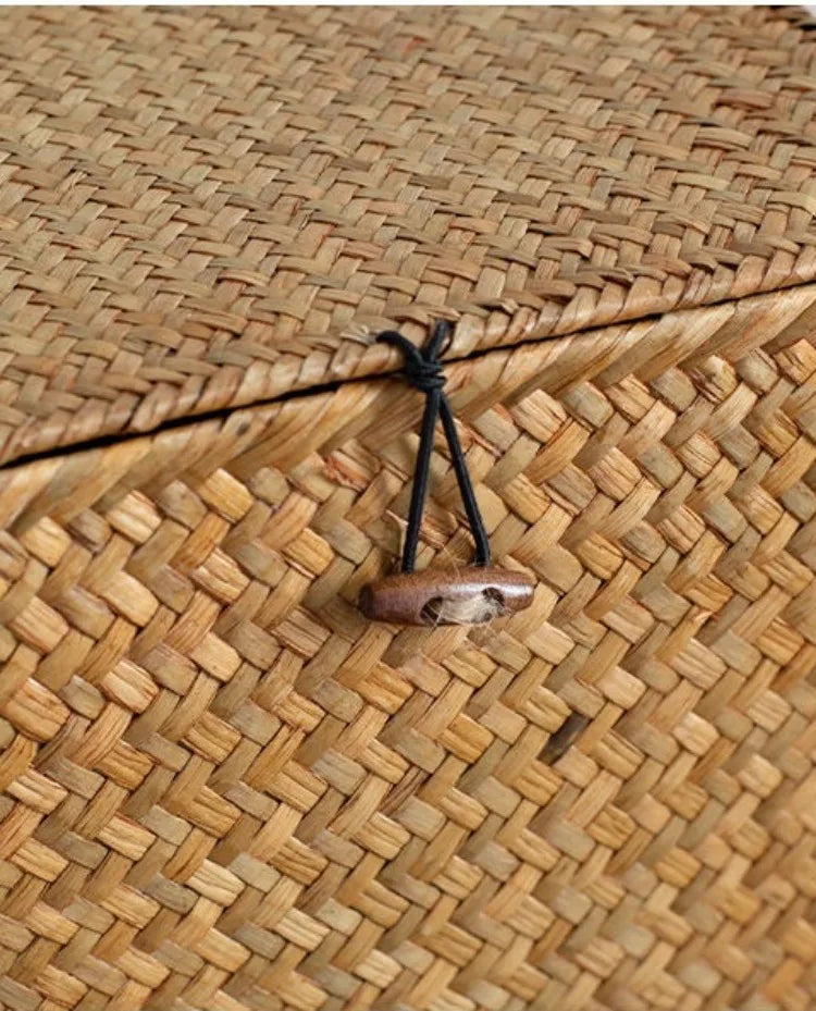 Grass Storage Basket Woven Organizer Baskets Decorative Large Capacity Bedroom Basket Luxury Toys Organizers Baskets with Lid