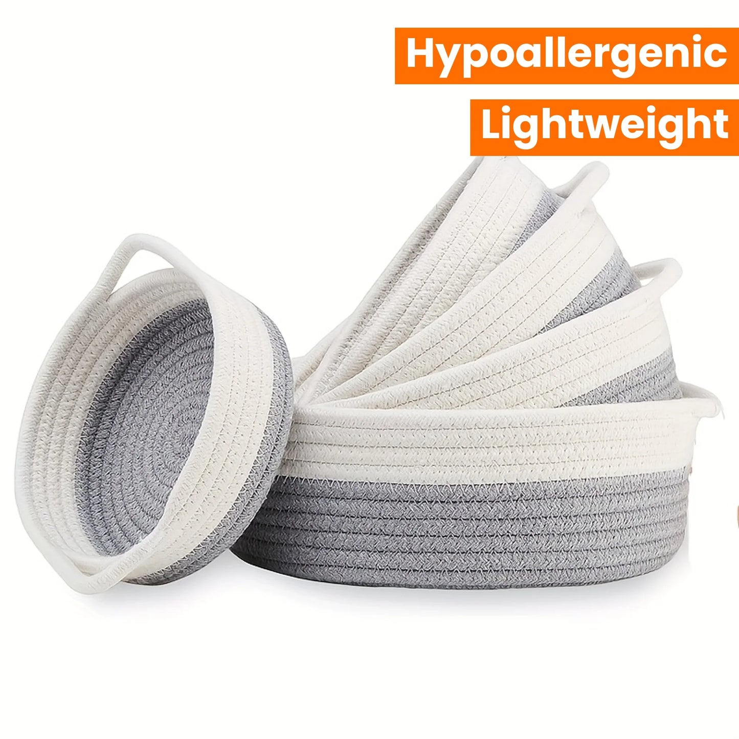 5pcs set of circular small baskets,hand woven baskets,toy storage baskets, fruits,remote controls,bathroom,table, key baskets