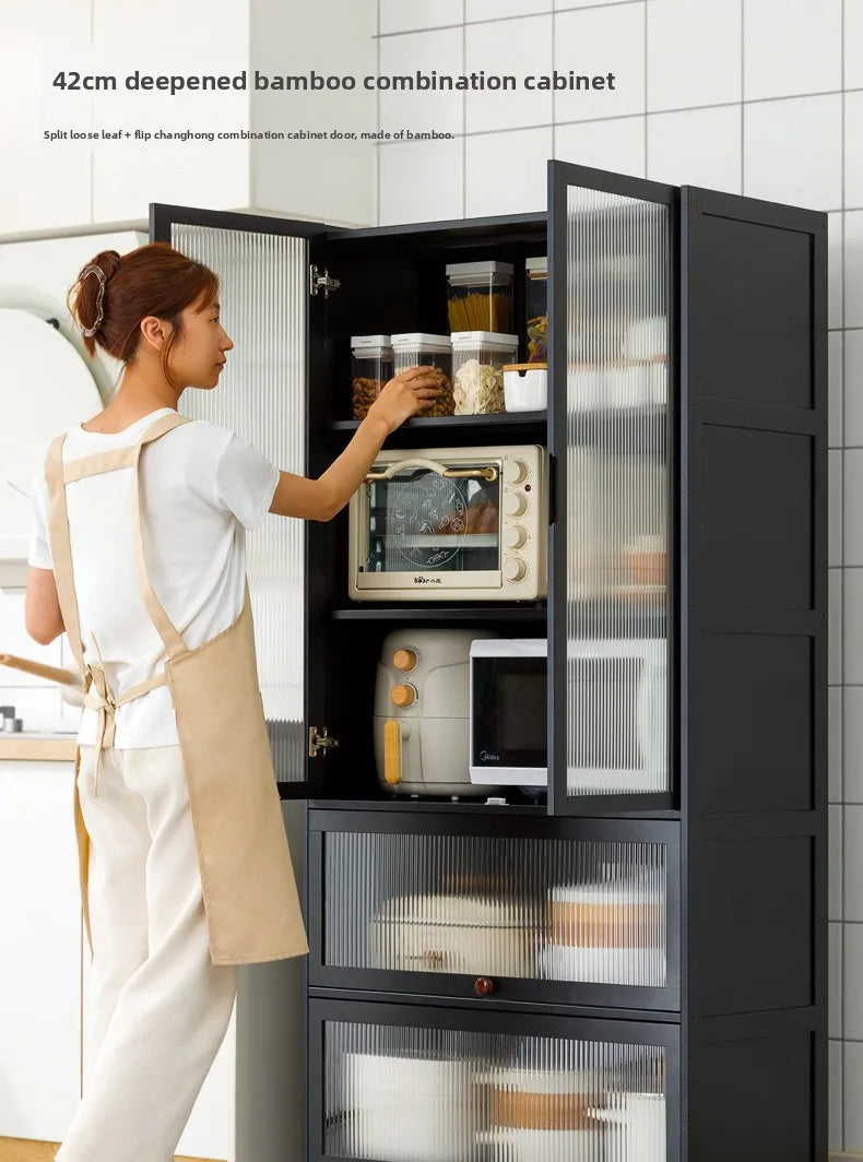 Kitchen shelf, floor standing multifunctional bowl cabinet, microwave oven cabinet, dining side storage cabinet