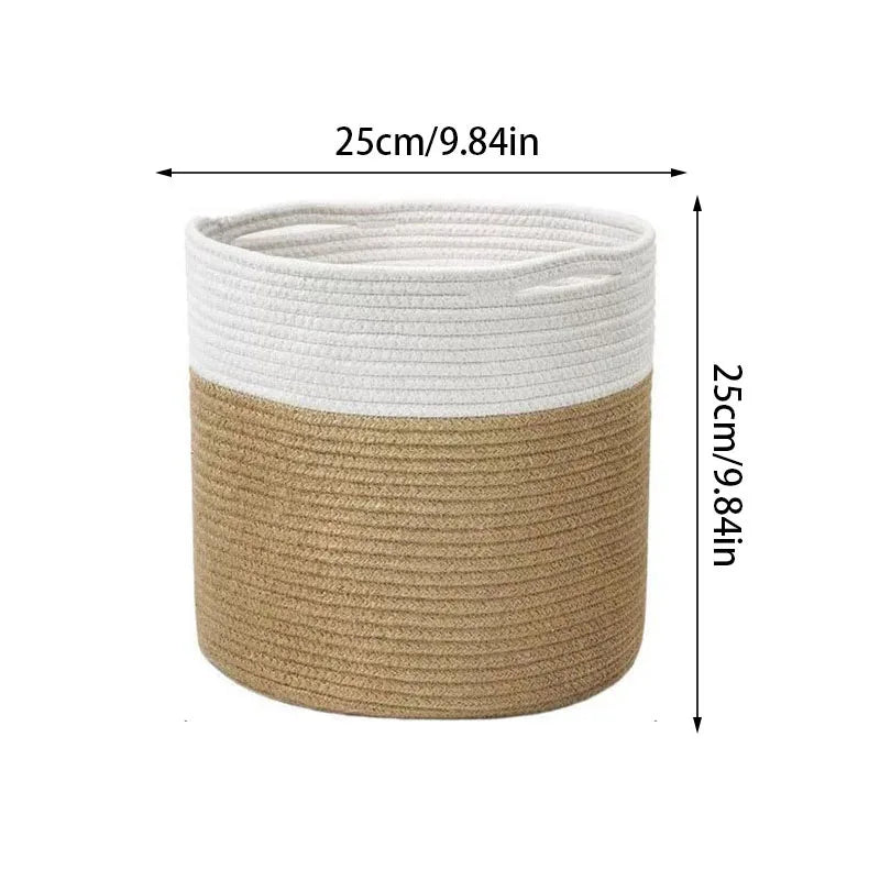 Handmade Cotton Rope Woven Baskets Flower Pot Holder Kids Toys Clothes Sundries Storage Bag Laundry Basket Foldable Home Decor