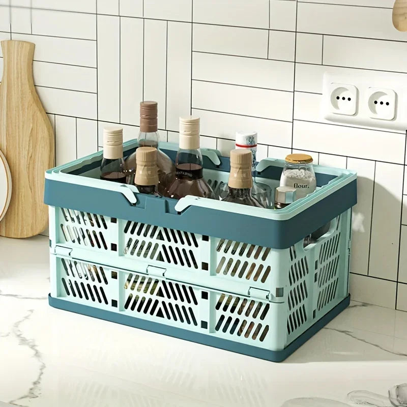 Foldable Pastel Storage Basket  Large Foldable Storage Box with Handle for Kitchen, Living Room, and Desktop Organization