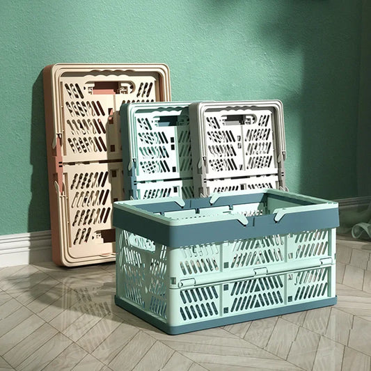Foldable Pastel Storage Basket  Large Foldable Storage Box with Handle for Kitchen, Living Room, and Desktop Organization