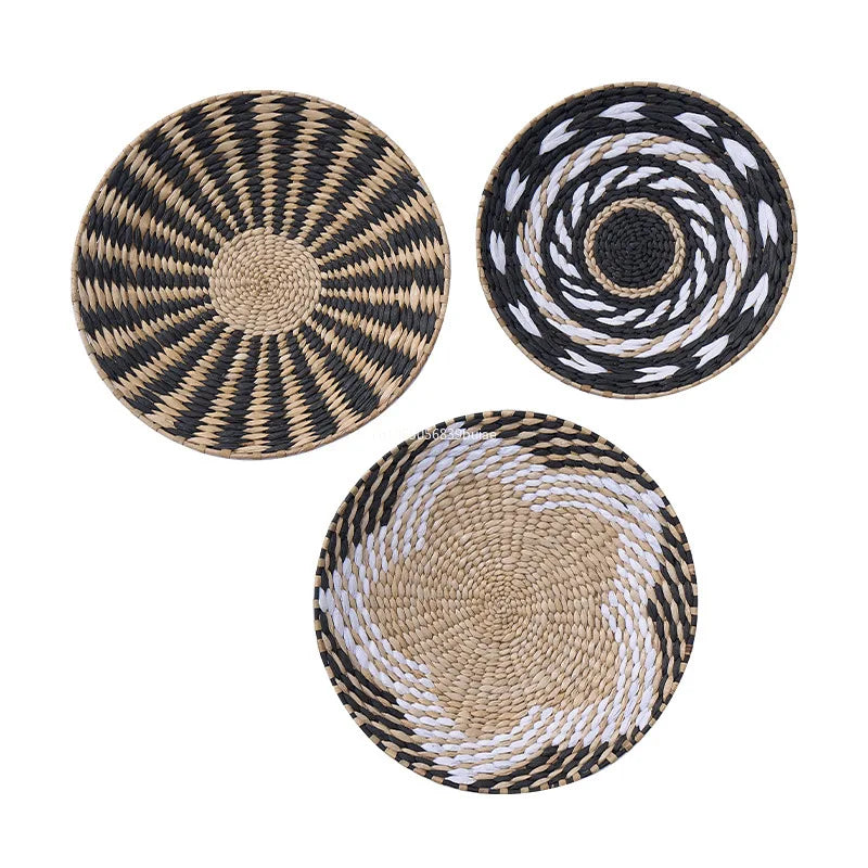 Boho Hand Woven Wall Baskets Hanging Home Decorative Rustic Wall Basket Decor Pendants for Kitchen Farmhouse Table Living Room