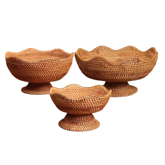 Woven Fruit Basket Decorative Pantry Organizer Food Snack Serving Basket for Countertop Bathroom Picnic Party Dining Room