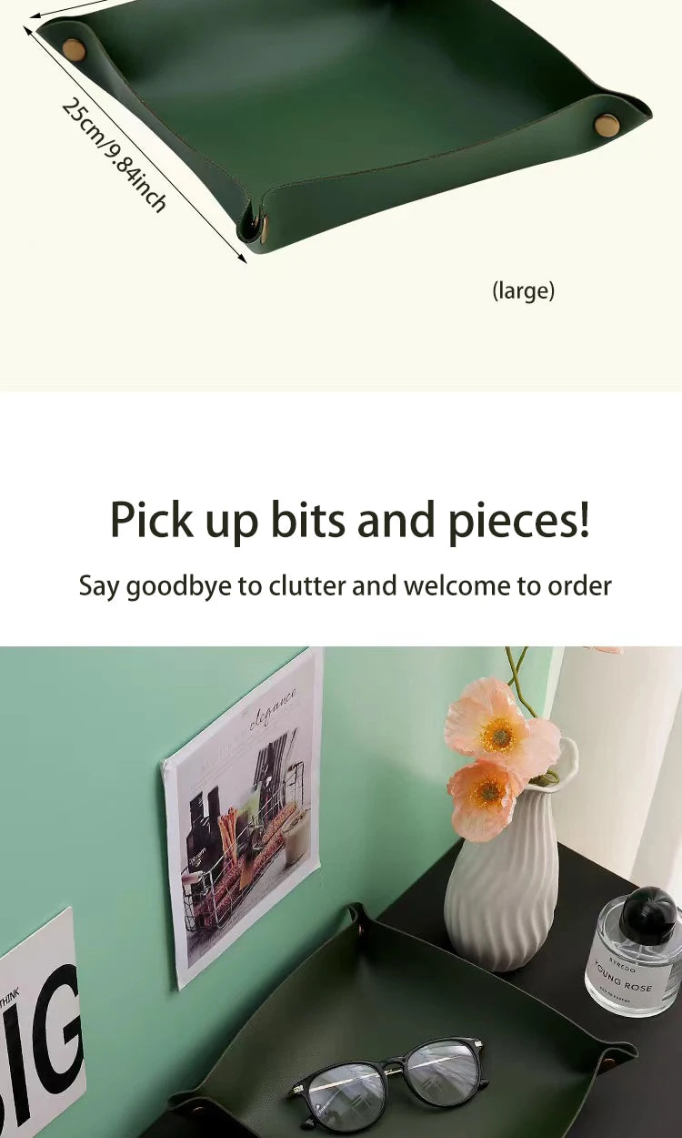 Living Room Entrance Key Storage Box Leather Desktop Cosmetics Storage Box Sundry European Tray Storage Box