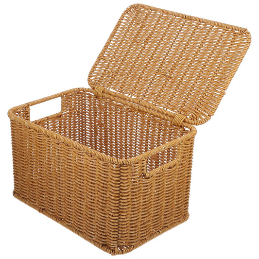 Basket Woven Storage Box Multi Function Basket Decorative Container Home Bins Indoor Clothes Toy Holder Lightweight Basket