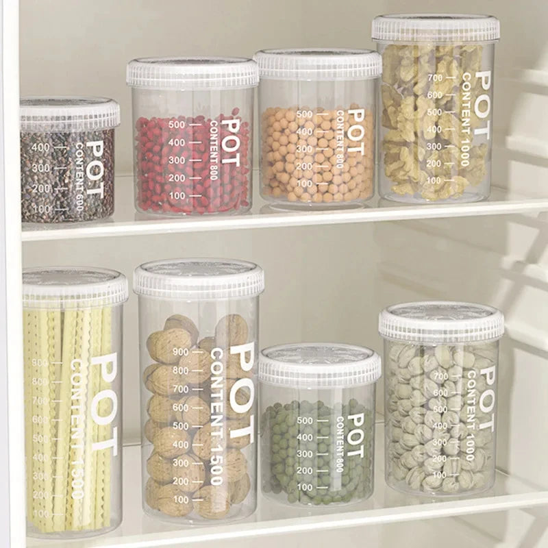Transparent Moisture-Proof Food Storage Containers for Coffee, Pasta & Dry Goods