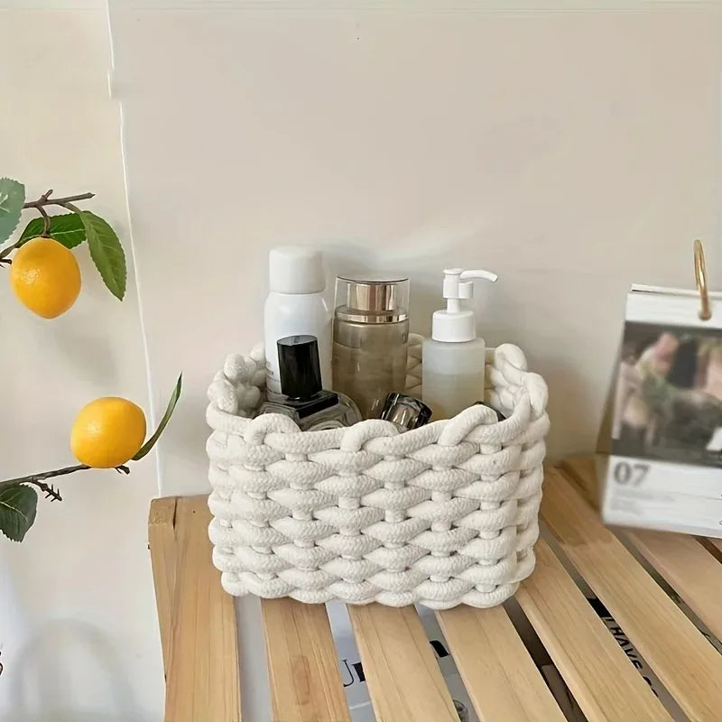 Hand-woven bathroom storage baskets for countertops, bedrooms, and living rooms - high-quality durable home storage baskets