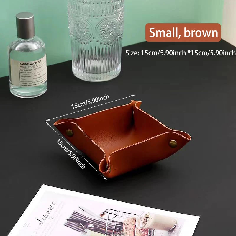Living Room Entrance Key Storage Box Leather Desktop Cosmetics Storage Box Sundry European Tray Storage Box