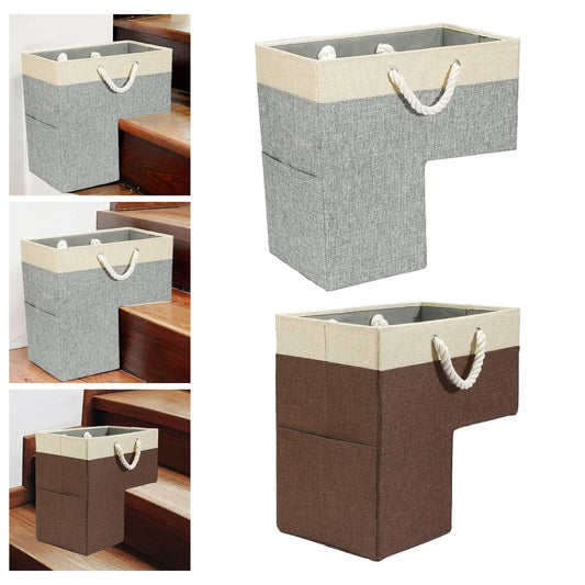 Stair Basket with Handles Stair Case Baskets for Office Decor Wooden Stairs