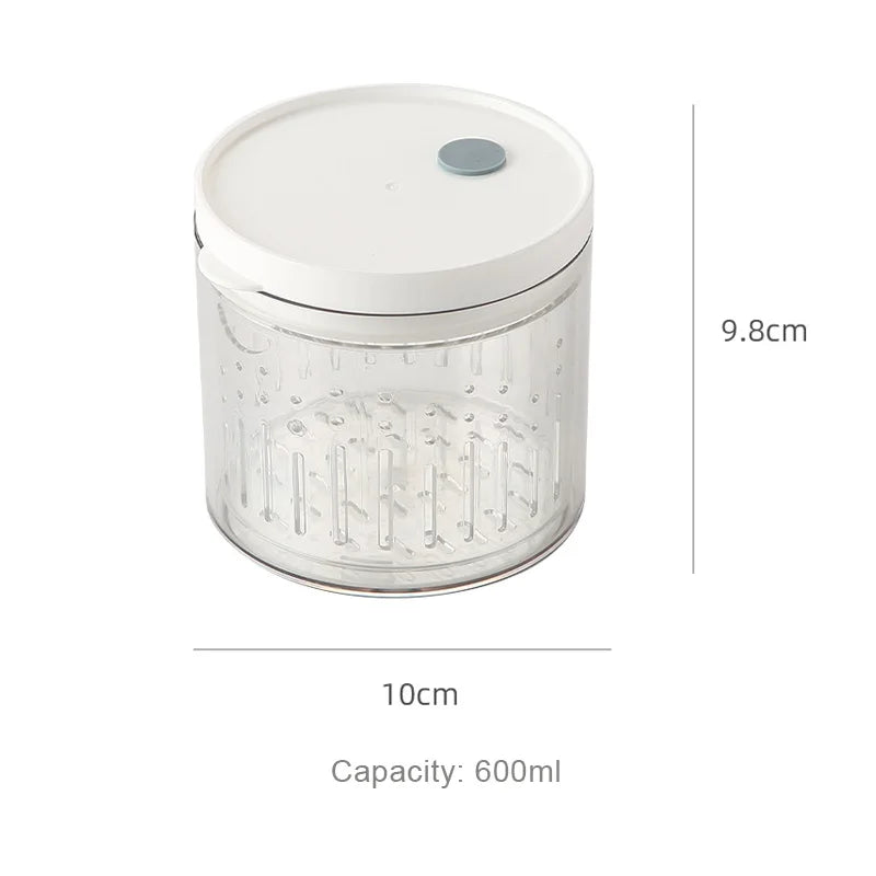 Food Storage Container with Drain Basket for Fruits, Pickles & Wet/Dry Foods