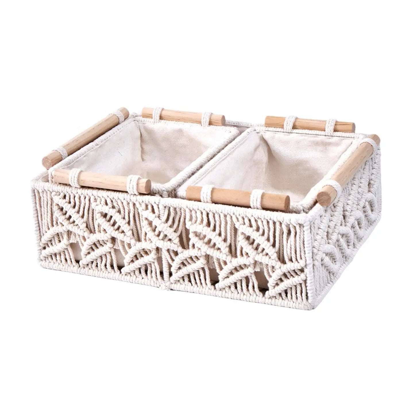 3Pcs Macrame Woven Storage Baskets for Bedroom Living Room Shelves Decorative Organizing Baskets Set of 3