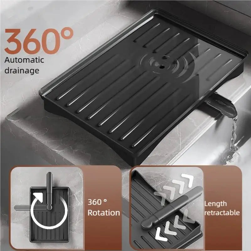 Kitchen Stainless Steel Dish Drainer Chopsticks Knives Forks and Cup Organizer Countertop ShelvesFoldable Multifunctional Rack