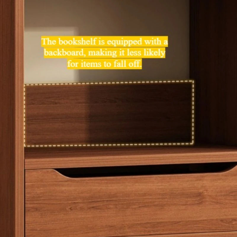 Living Room Bookshelf Multi-Level Floor Standing Storage Rack Office Display Cabinet Bookcase With Drawers Study Books Storage