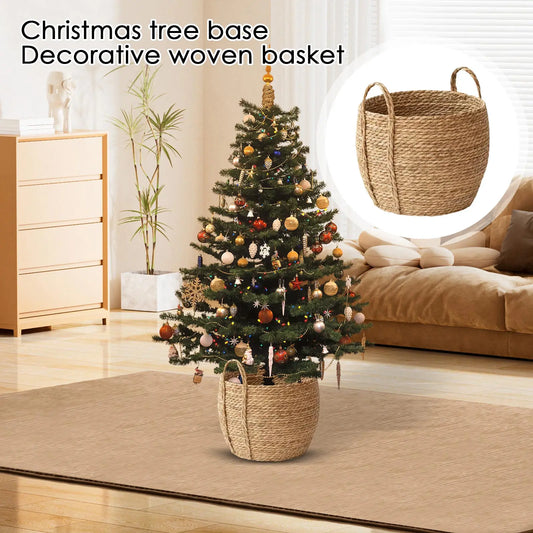 Christmas Tree Base Basket Festival Decorative Woven Basket Practical Multi Functional Family Holiday Basket Ornaments Navidad