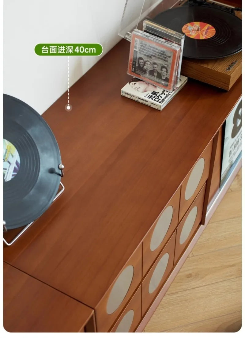 Retro Solid Wood Combination TV Cabinet Living Room Storage Lockers French Floor Bedroom Bedside Storage Cabinet Can Stacked