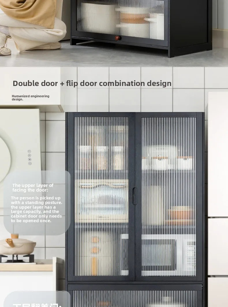 Kitchen shelf, floor standing multifunctional bowl cabinet, microwave oven cabinet, dining side storage cabinet