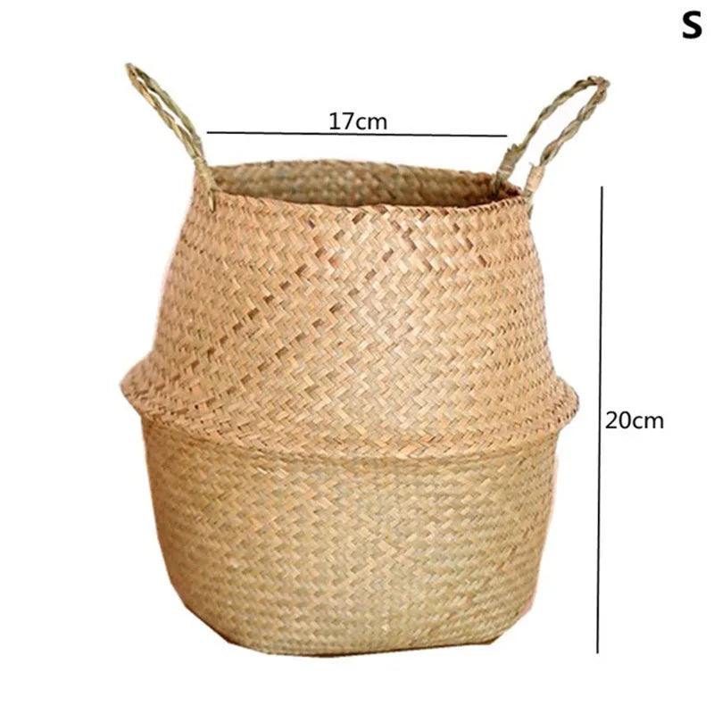 Handwoven Straw Plant Basket — Natural Indoor & Outdoor Planter Cover