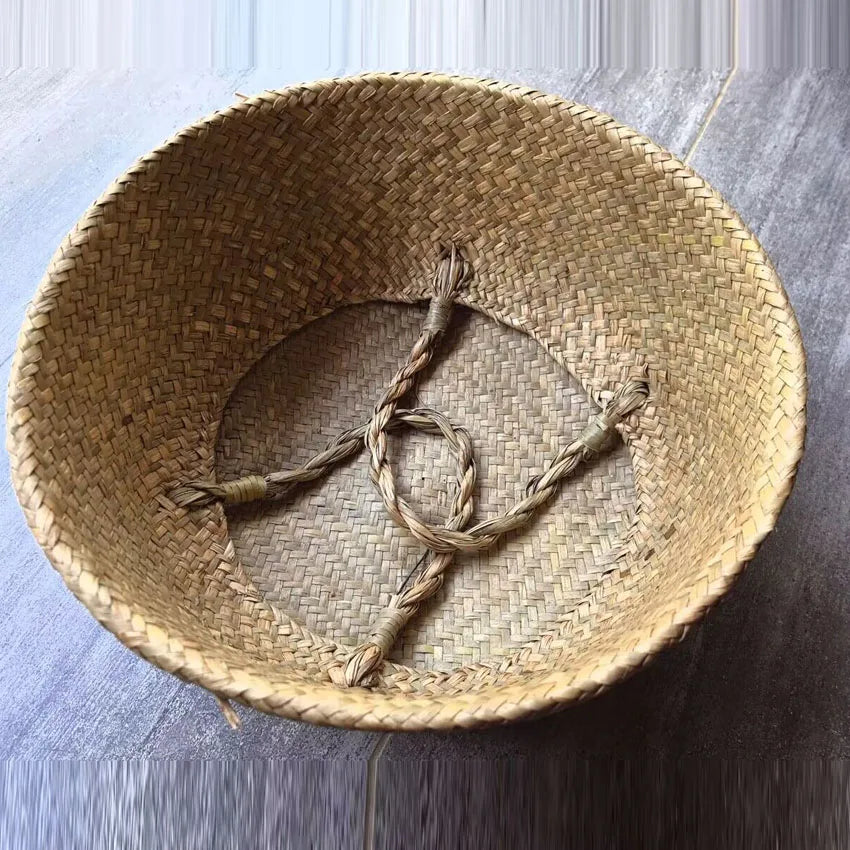 Storage Baskets Straw Wicker Rattan Hanging Flowerpot Seagrass Folding Laundry Baskets Garden Plant Basket Home Decor Pastoral