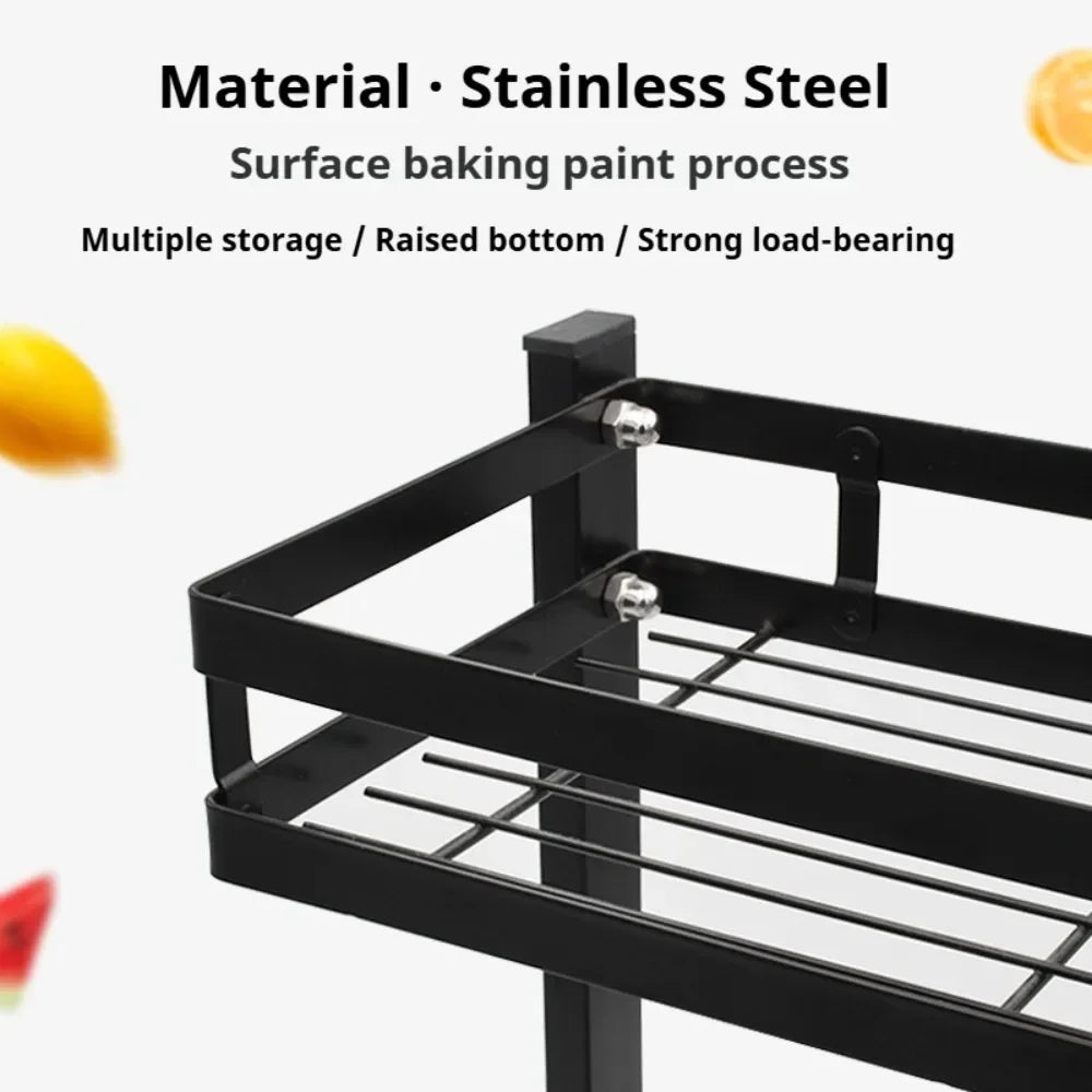 Kitchen Spice Rack Kitchen Storage Rack Household Accessories Multifunctional Dish Cutlery Knife Spoon Sink Rack Set Organizer