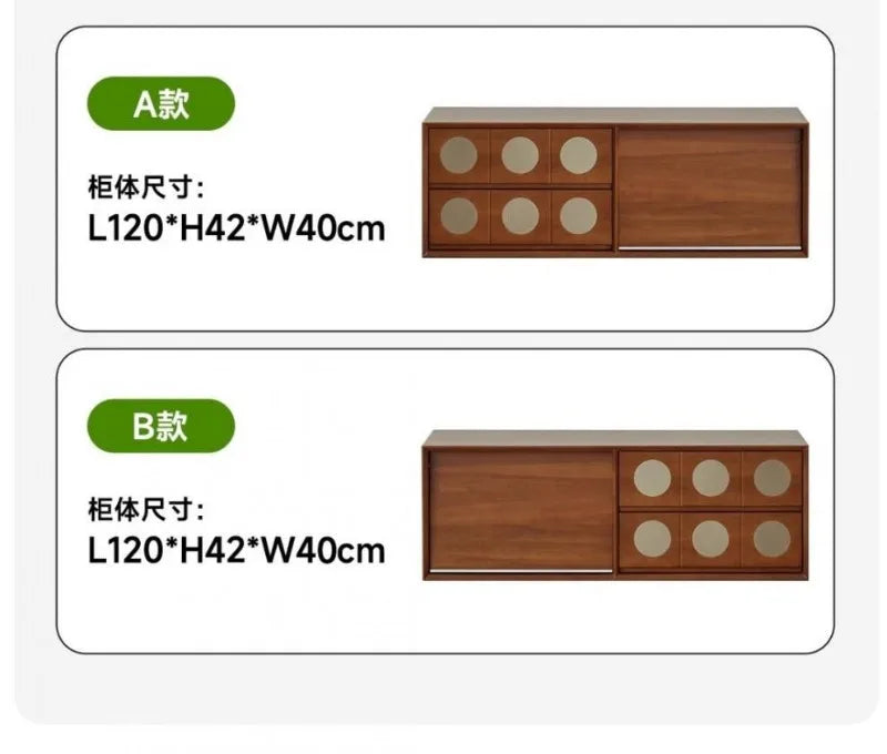 Retro Solid Wood Combination TV Cabinet Living Room Storage Lockers French Floor Bedroom Bedside Storage Cabinet Can Stacked