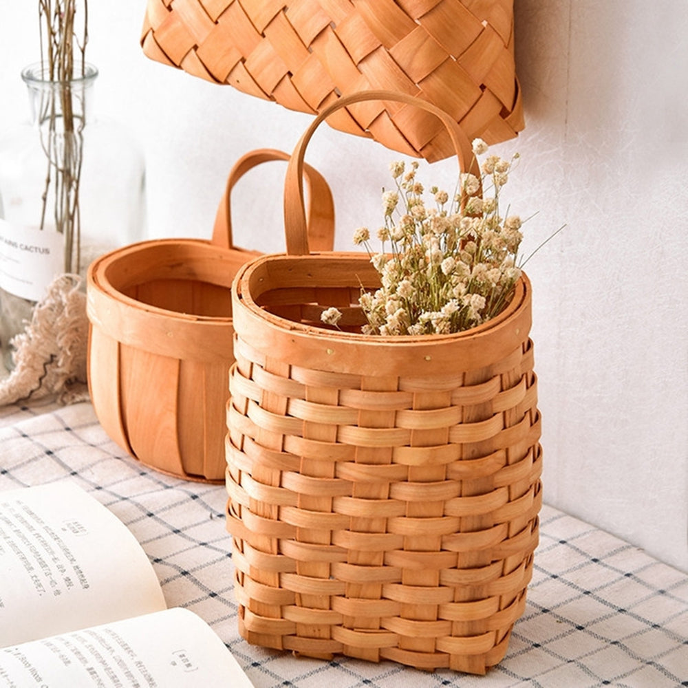 Wall Hanging Storage Baskets Wall Decorative Plant Flower Pot Bamboo Storage Basket for Home Garden Wedding Farmhouse Decoration