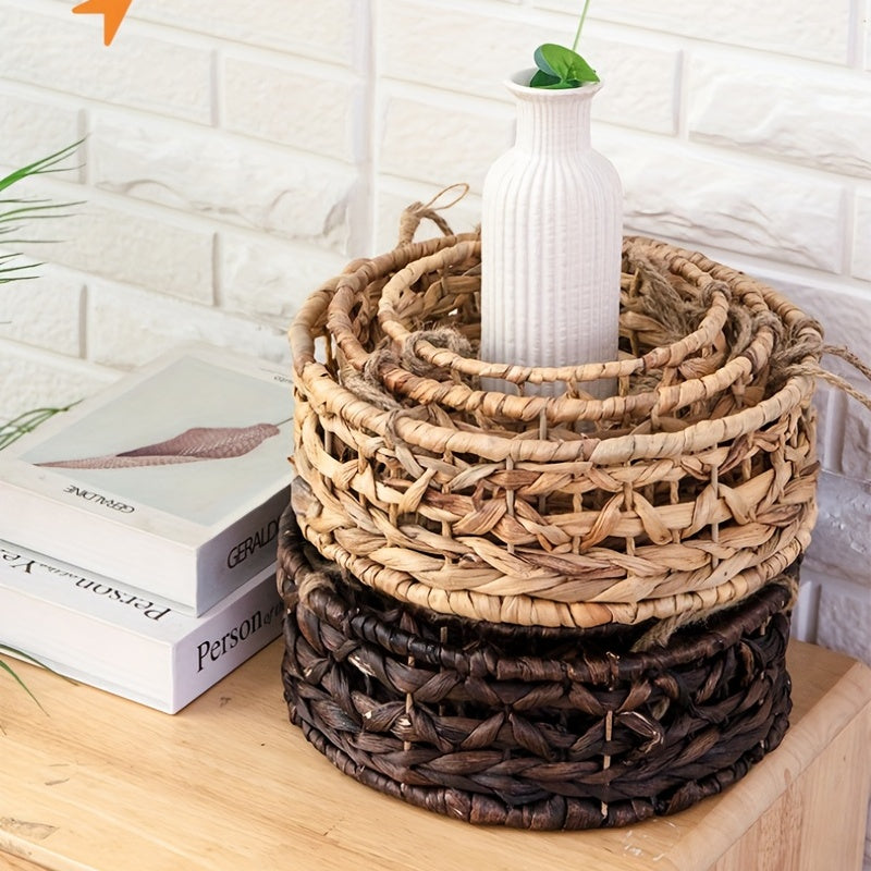 Woven Grass Hanging Basket – Natural Rattan Boho Planter