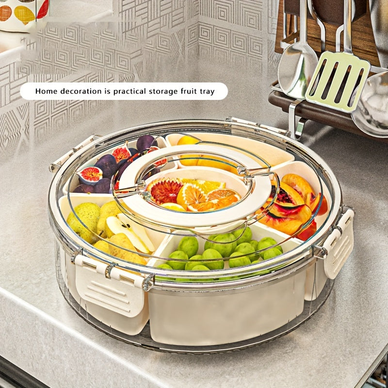 NNETM Round Plastic Food Storage Organizer with Lid