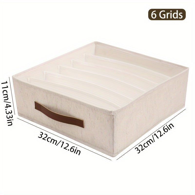 Foldable Drawer Organizer – Beige Fabric Storage Bin with Rose Gold Handles (1 Bin)