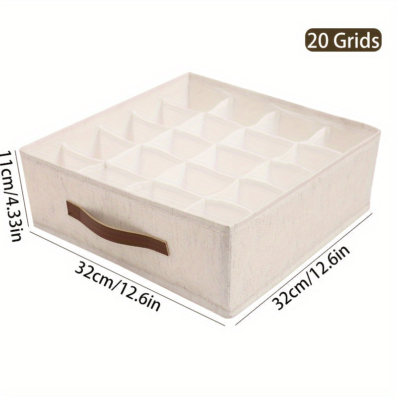 Foldable Drawer Organizer – Beige Fabric Storage Bin with Rose Gold Handles (1 Bin)
