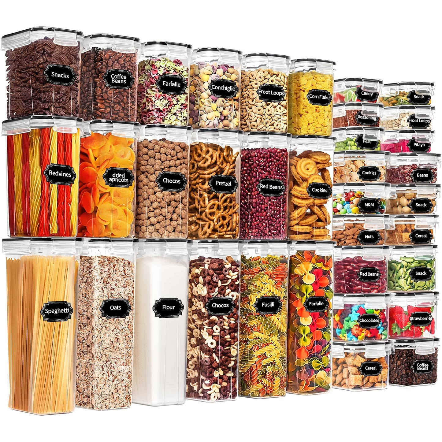 Skroam 36-Pack Airtight Food Storage Containers – BPA-Free Pantry Organization Set with Lids, Labels & Marker